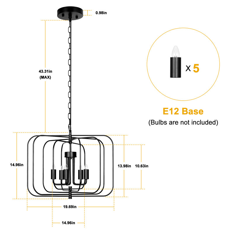 Lampe suspendue pliable unique en métal noir