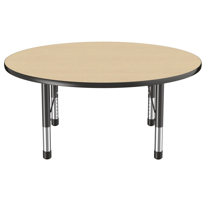 Table ronde à hauteur réglable, 48", Érable / noir, Épais
