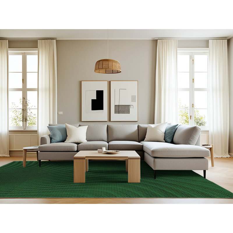 Tapis 100% motif lavable à la machine 1819-GRN, Rectangle 8 pi x 10 pi