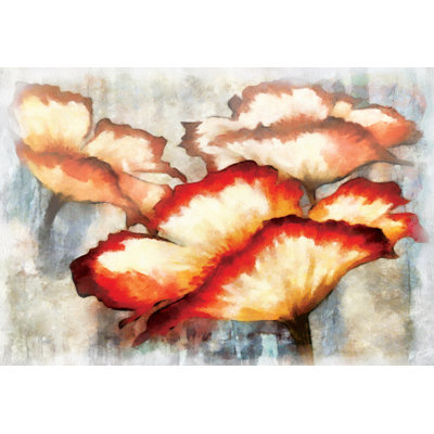 Red and White Flowers 1 Piece Wrapped Canvas Painting