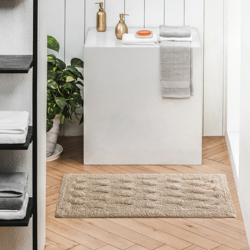 Raul 100% Cotton Bath Mat, Beige, 21" W x 34" L