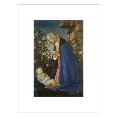 La Vierge adorant le Christ enfant endormi par Sandro Botticelli - Estampe numérique encadrée