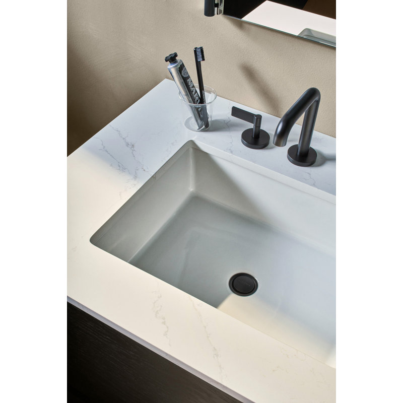 Craft Series Quartz Stone Vanity Top, 24" x 7.88" x 23", Center Undercounter Sink, Three Hole, Eternal Calacatta Gold