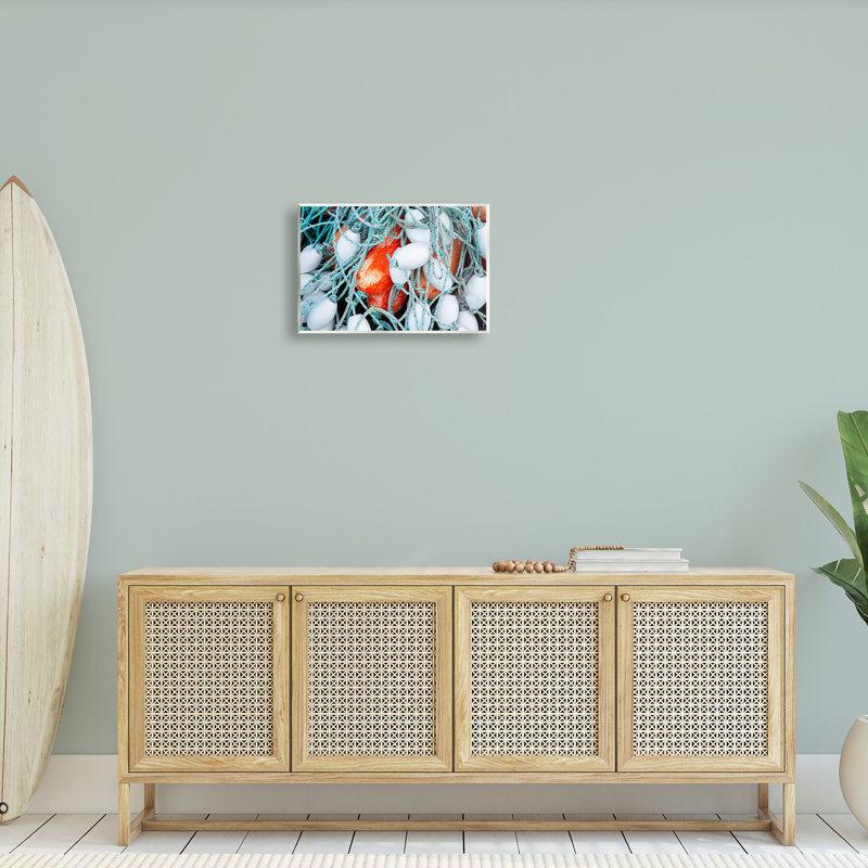 Art mural de lignes de pêche et de bobber par Richard Wong, H 13 po x l 19 po