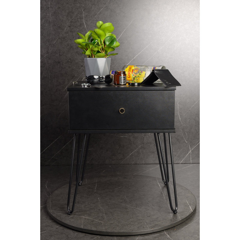 Filebrook 50cm W Manufactured Wood Bedside Table