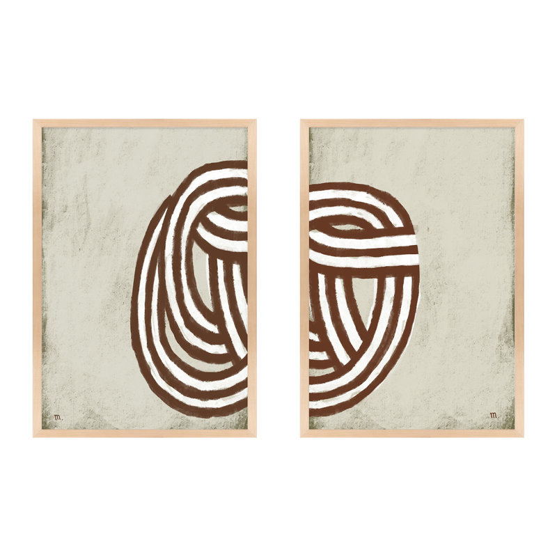 Knotting Set Of 2 By Studiom - Framed Wall Art, Maple Framed, 38" H x 53" W x 1.25" D