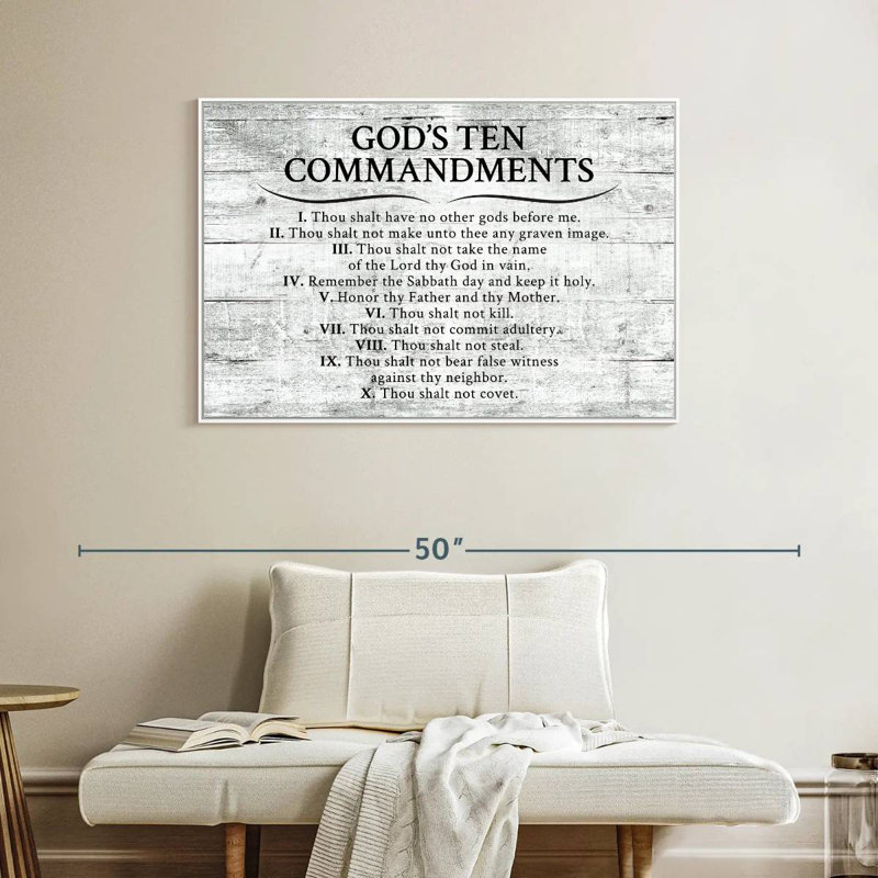 Dix commandements gris, Cadre flottant blanc, 40 po x 27 po