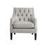 Fauteuil inclinable moderne à boutons, gris, support en bois massif, pieds gris rembourrés en mousse confort, assise haute, style transitionnel