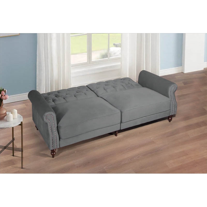 87.8'' Velvet Sofa, Gray Velvet