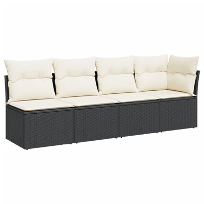 Garden Sofa Black, Cream White by Ebern Designs