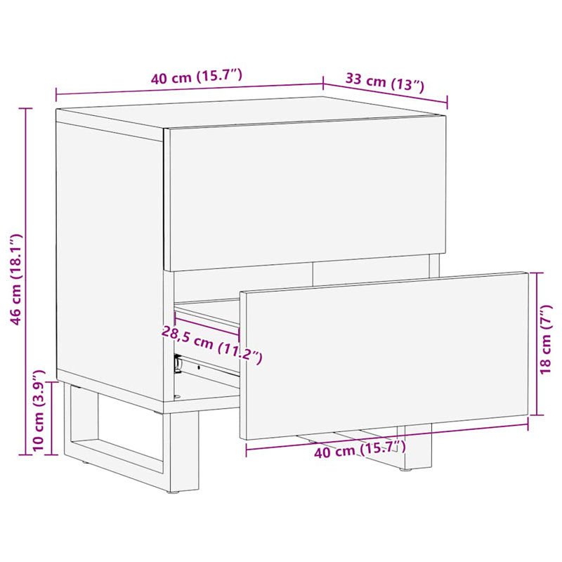 Benjamyn 40cm W Metal Bedside Table