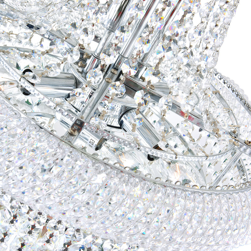 Crystal 28" Chrome Chandelier for Dining Rooms Foyers Entryways Living Rooms, 18-Light with E12 Bulb Base, Polished Chrome