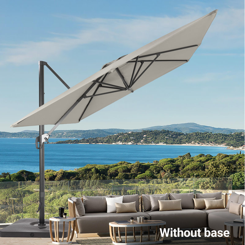 Parasol en porte-à-faux rectangulaire à manivelle 11,5 pi x 9 pi Sereana, Gris