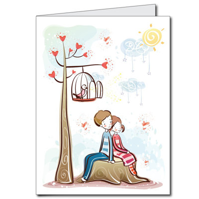 Carte de saint-valentin géante couple sur souche