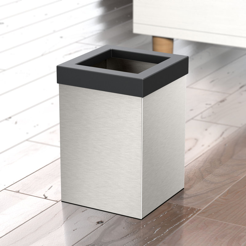 Corbeille pour déchets 3 gallons Elevate Steel, Nickel satiné / noir mat