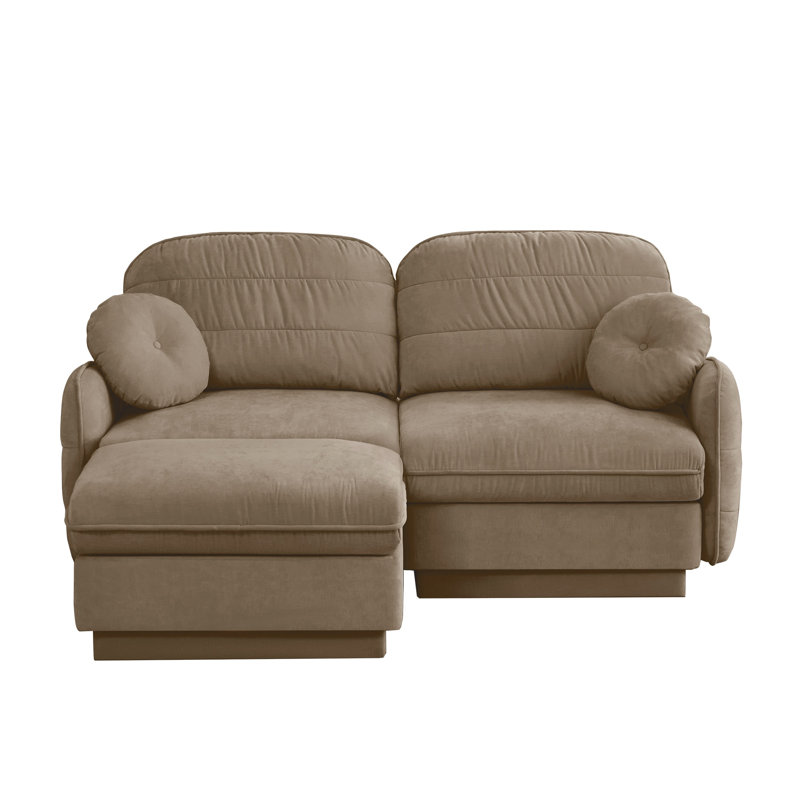 Canapé modulaire en forme de L avec causeuse en café clair, Chenille brun clair, H 37,4 po x l 73,2 po x P 33,4 po