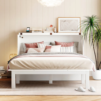 Grand lit avec tablettes amovibles et élément - rangement de ton blanc pour une utilisation à long terme
