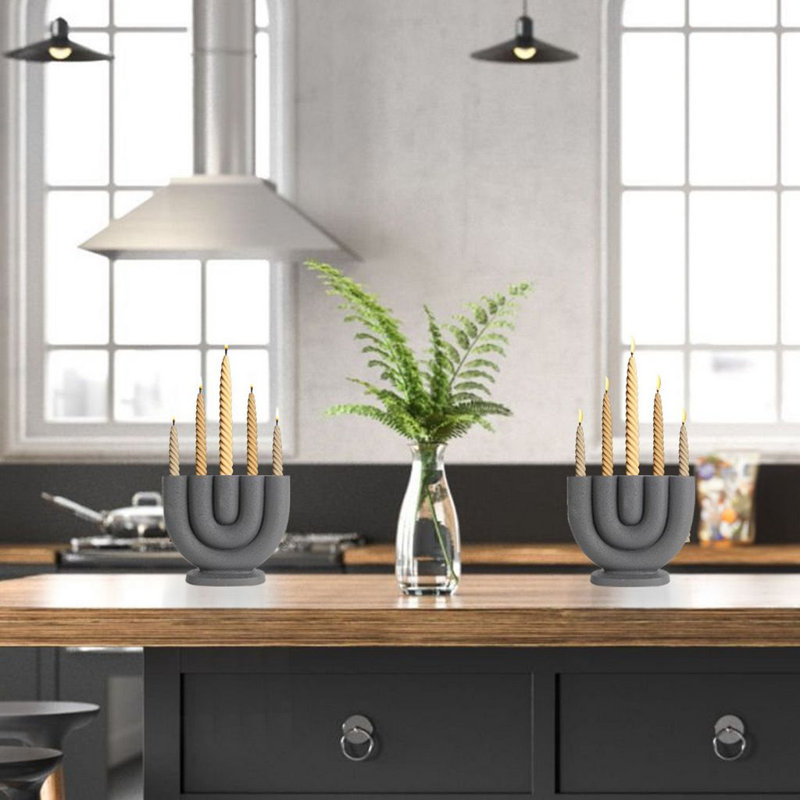 6'' H Ceramic Tabletop Candelabra, Black