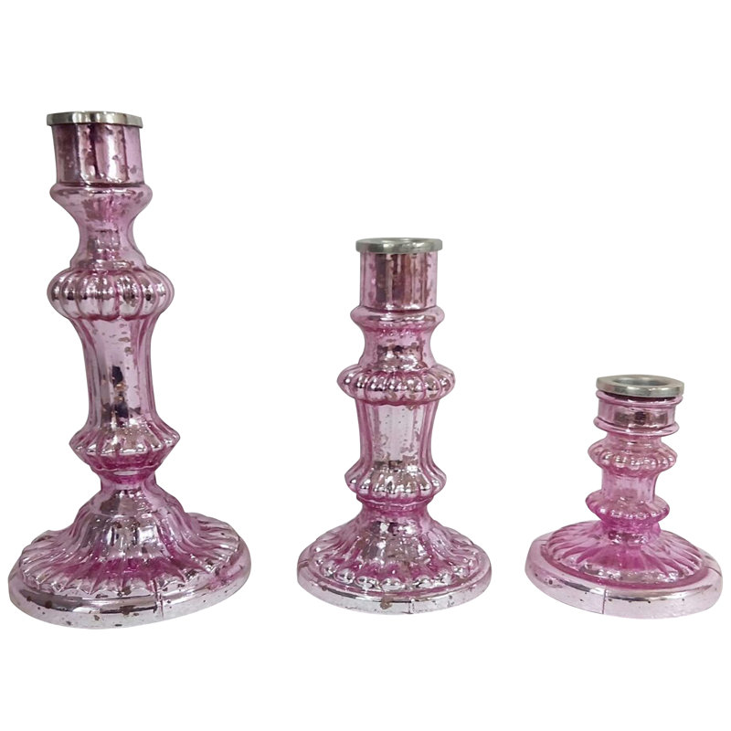 Ensemble de chandelles 3 pièces, Rose