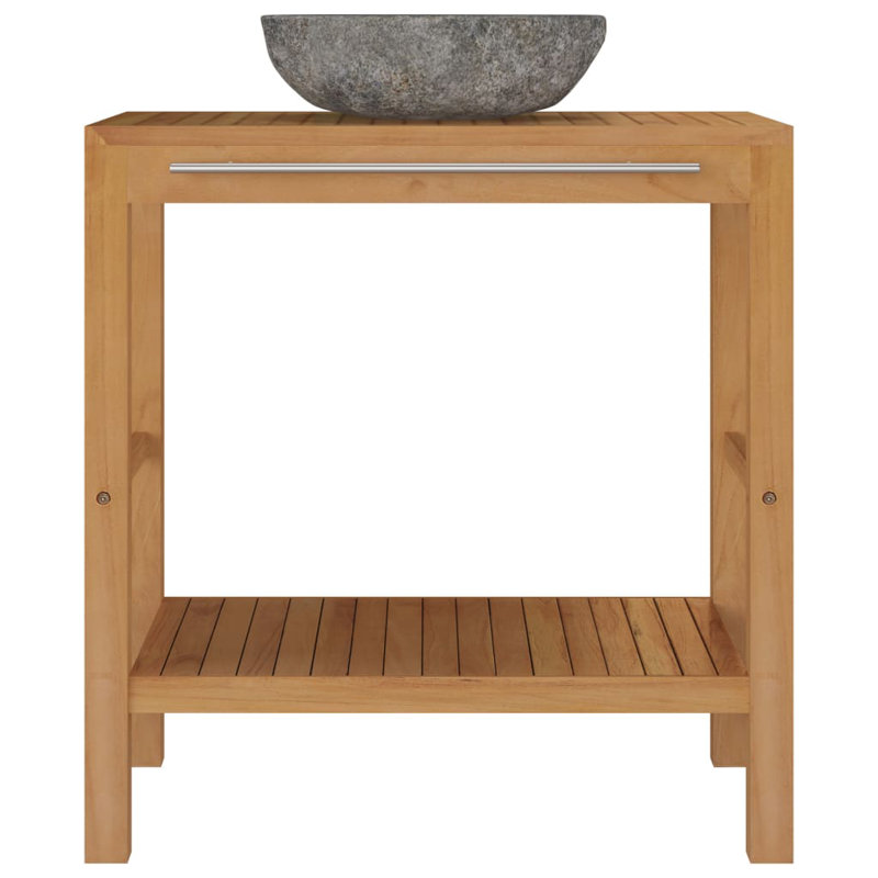 Meuble-lavabo avec lavabo en teck naturel Vidaxl, noir
