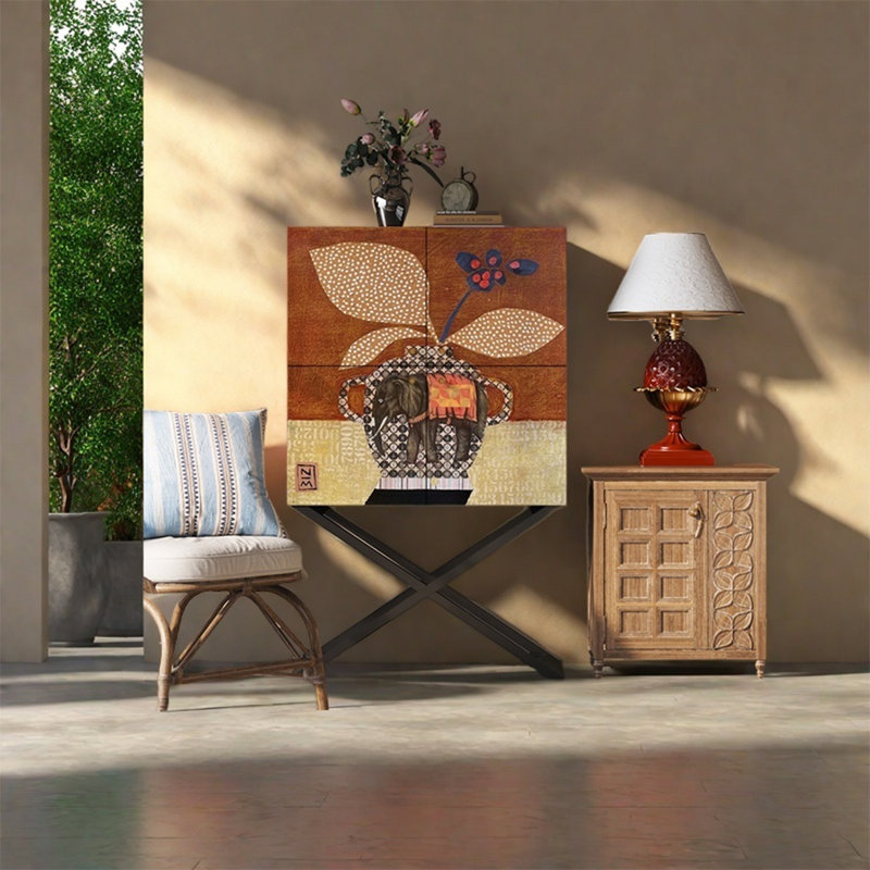 Modern Pine Wood Storage Cabinet