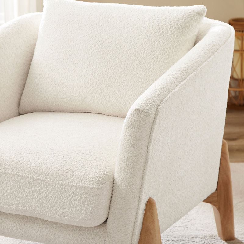 Fauteuil demi-tonneau rembourré Kervin, ensemble de 2, Boucle blanc, Brun