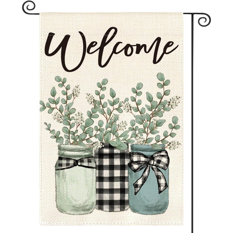 Drapeau de jardin Eucalyptus Mason Jar Spring Summer
