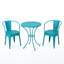 Bistro d'extérieur en métal bleu sarcelle, 3 pièces, thermolaqué, eau, table de 30 po, chaises profondes de 20,5 po, bleu sarcelle, chaises de 20 po, fer à repasser, durable, stable-639120808
