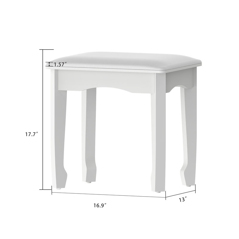 Vantiy Stool With Cushion And Solid Leg For Bedroom,white