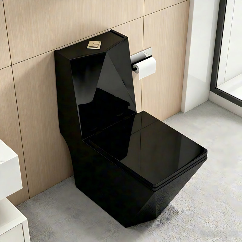 Toilette allongée une pièce Yingze, hauteur de chaise conforme à l'ADA de 17 po, double chasse d'eau de 1,1 / 1,6 GPF, siège à fermeture silencieuse, porcelaine sans jupe