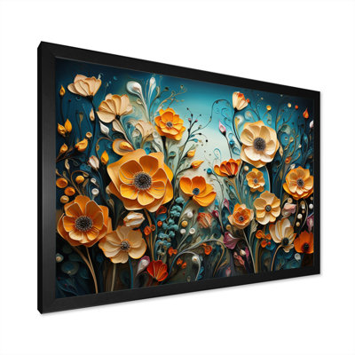 Fleurs jaunes fantaisistes - Art mural encadré fleurs sauvages