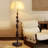 Nut-brown Solid Wood+Fabric Free form Floor Lamps