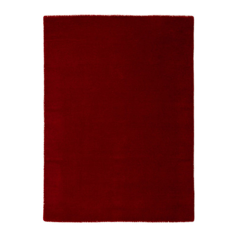 Solid Colour Wool Hand Woven Area Rug, Rectangle 80 x 150cm, White / opaline