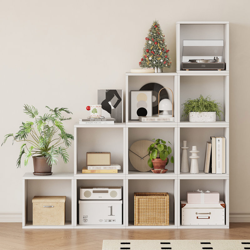 Bibliothèque de rangement à cubes ouverts, étagère de rangement autoportante à compartiment unique pour adultes, Blanc
