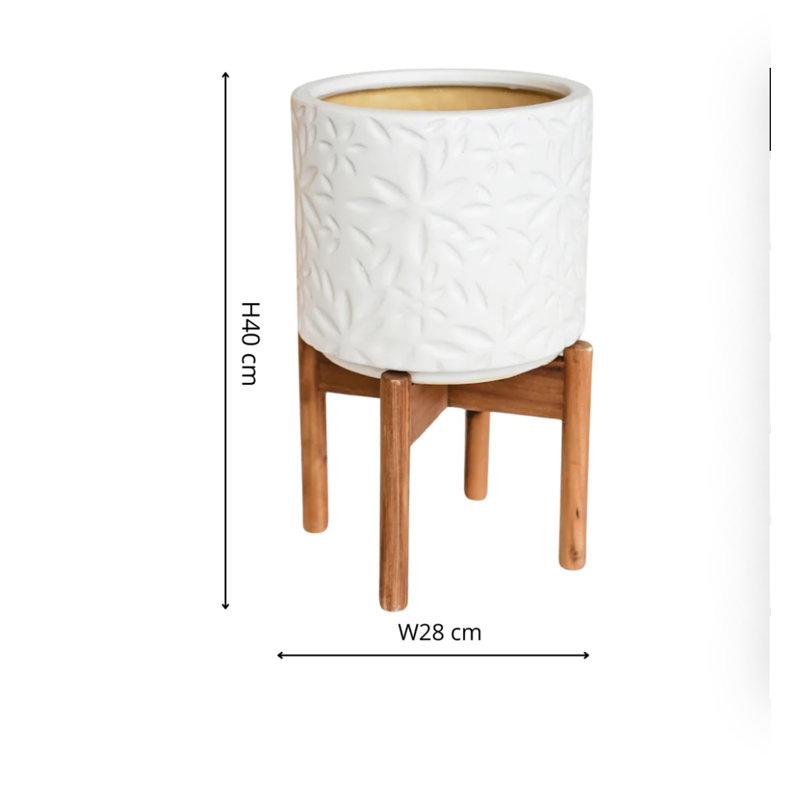 Aspen Flower Planter,  Large	, White