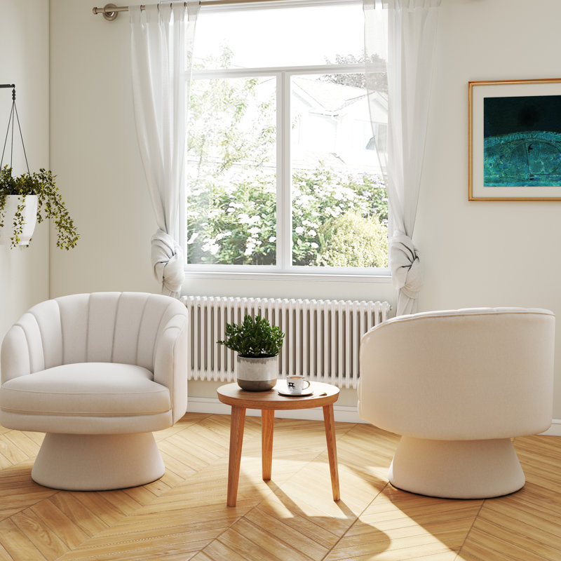 Murrow Velvet Swivel Barrel Chair(Set of 2), Beige