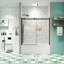 Porte de baignoire coulissante, verre trempé de 5/16 po, noir mat, douche en verre résistant aux fuites, durabilité à long terme mate-121166555