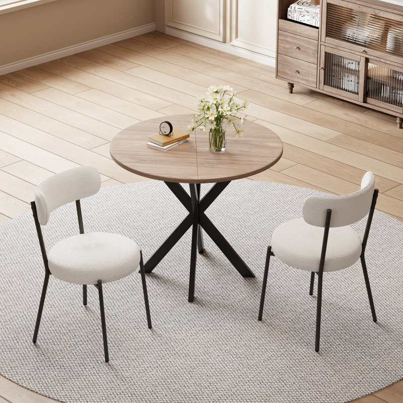 Ensemble de 3 tables de salle à manger rondes pour 2, Blanc / Blanc