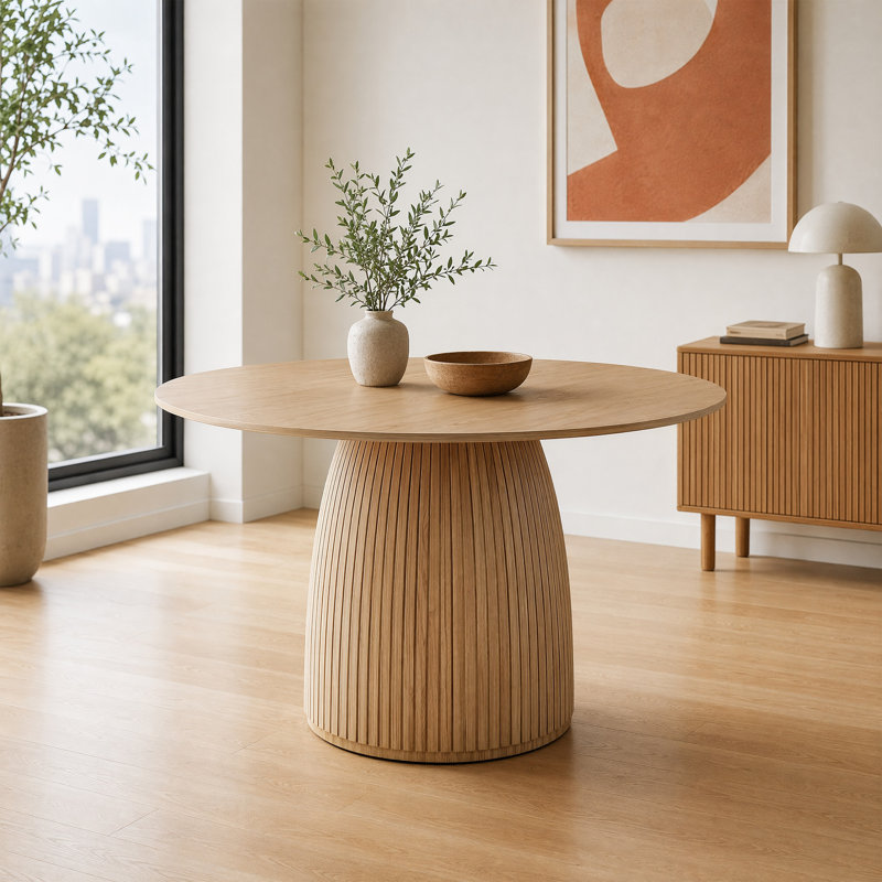 Table de salle à manger Modern, H 47,24 po x l 47,24 po x P 29,56 po, Chêne
