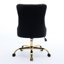 Style américain, chaise de bureau pivotante ajustable, velours noir, base en métal doré, bouton, garniture cloutée fabriquée à la main, coussin à rebond élevé, velours moderne Home Work recouvert de tissu électroplaqué-132960762-132960766