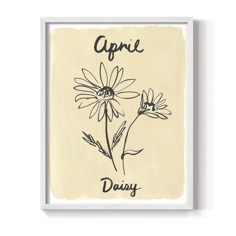 Reproduction encadrée mois de naissance IV - bois massif, H 11 po x l 9 po, Blanc