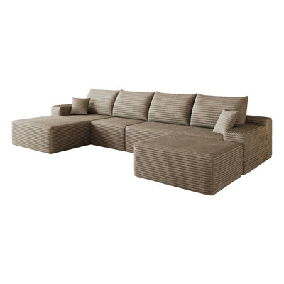 Cloud Sectional Sofa with 1 Ottoman (Camel)