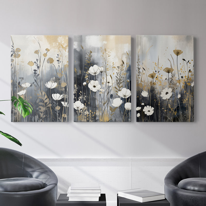 Floral Study Series Cxxxxi - Ensemble de toiles tendues avec châssis Premium - Prêt à être accroché