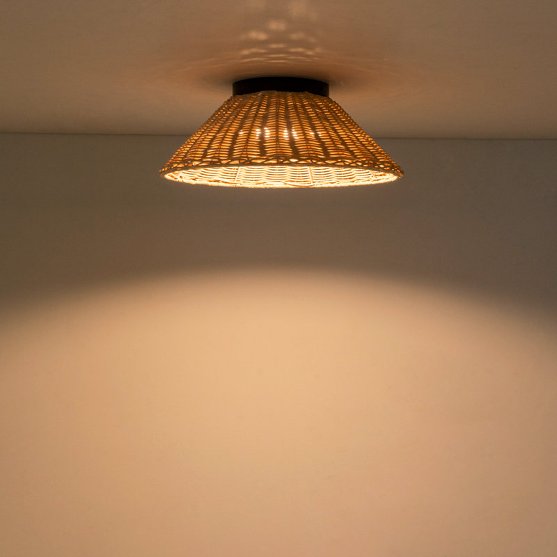 Plafonnier encastré en rotin 1 lumière DEL tissé à la main
