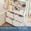 Lit mezzanine simple avec bureau, tiroirs en tissu, tablettes, lumières DEL et garde-corps de sécurité-261708858