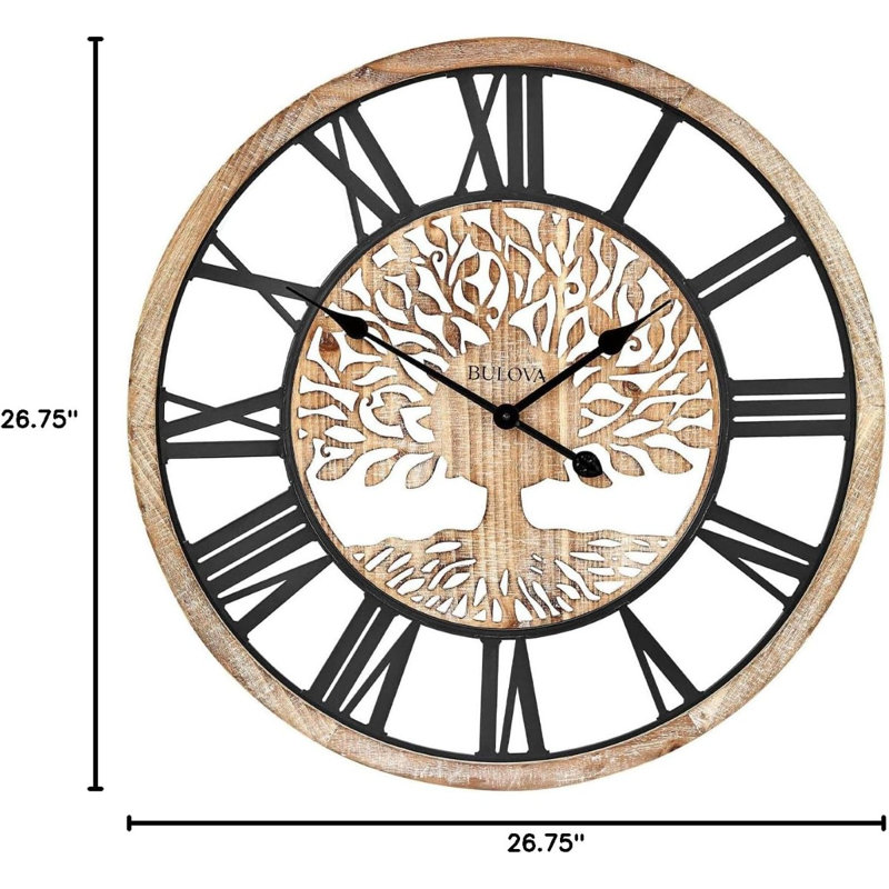 Tree of Life Wood and Metal Wall Clock, C3393
