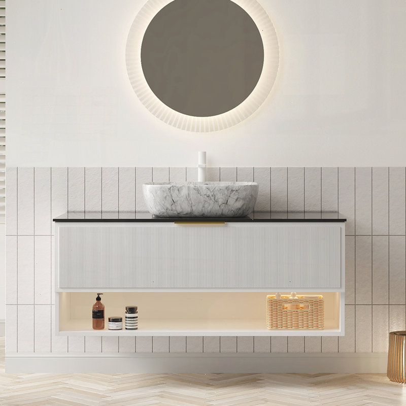 Meuble-lavabo flottant 48 po avec lavabo et armoire de rangement en contreplaqué