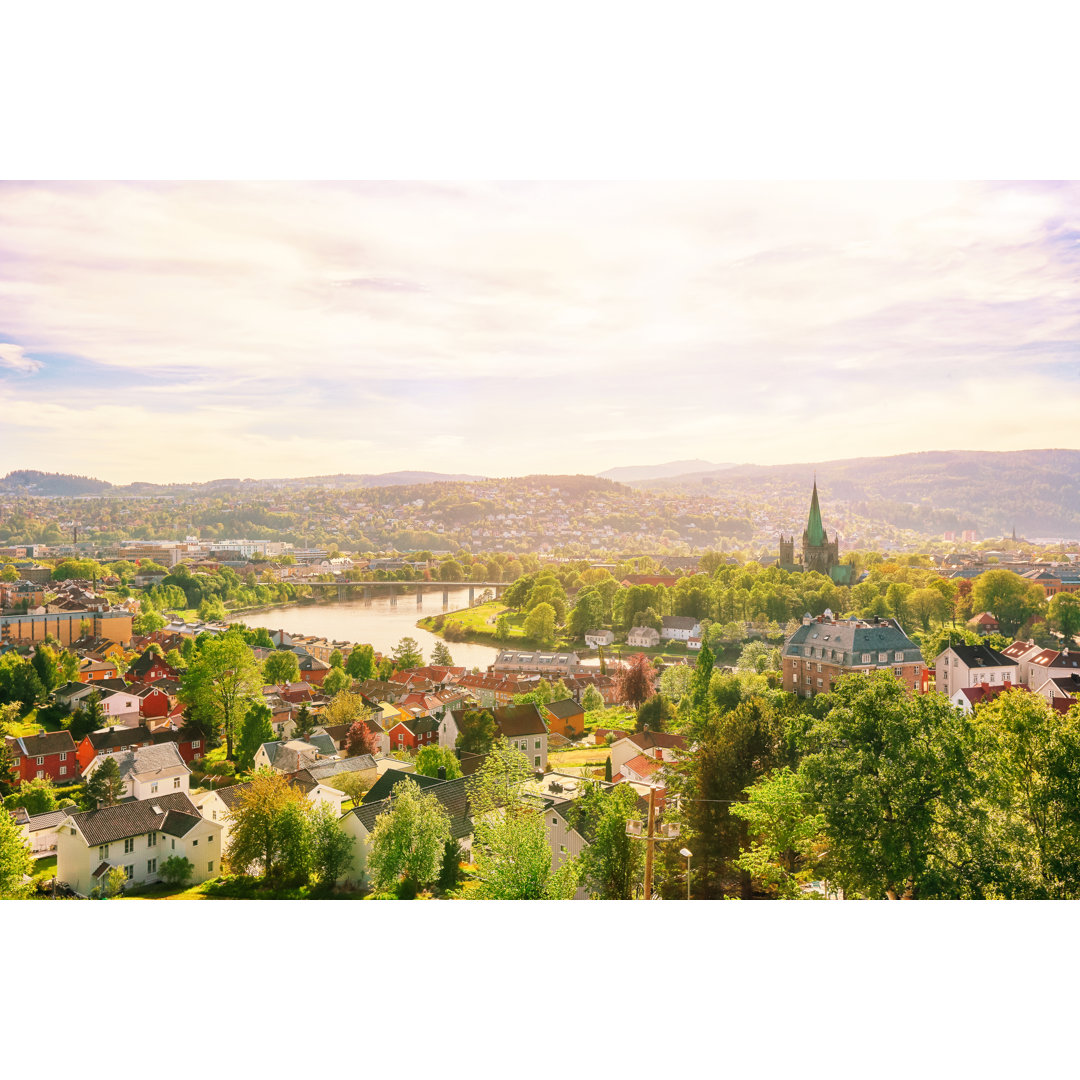 Panorama von Trondheim von Jelena Safronova - Leinwandbild