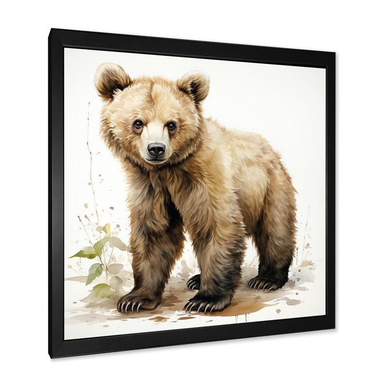 «Cuddly Grizzly Bear Cub - Bear 2», art mural, Cadre simple noir, H 36 po x l 36 po x P 1,5 po