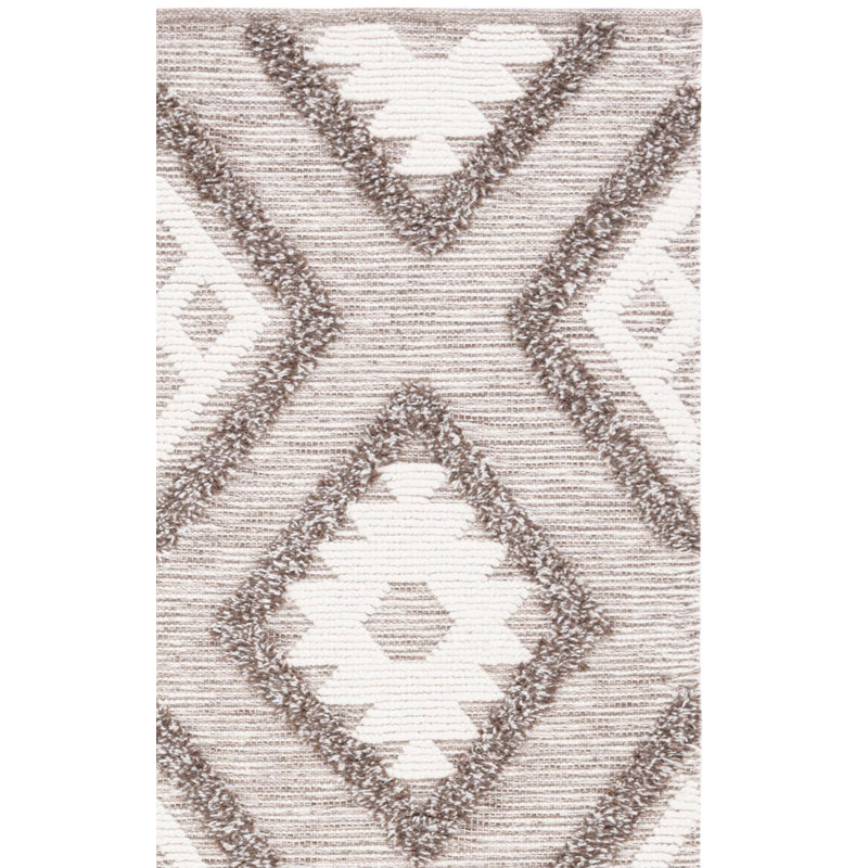Sujata Hand Woven Wool Pile Geometric Rug, Rectangle 6' x 9'